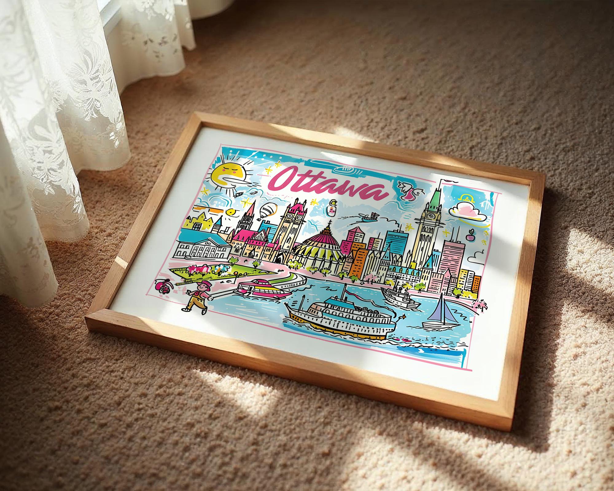 Ottawa Canada Art Print | Colorful City Travel Poster wall art print, modern home decor, unframed artwork by Nomad & Nest