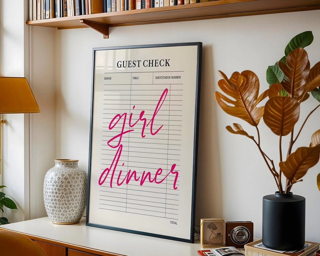 Girl Dinner Print | Funny Food Quote, Trendy Kitchen Art wall art print, modern home decor, unframed artwork by Nomad & Nest
