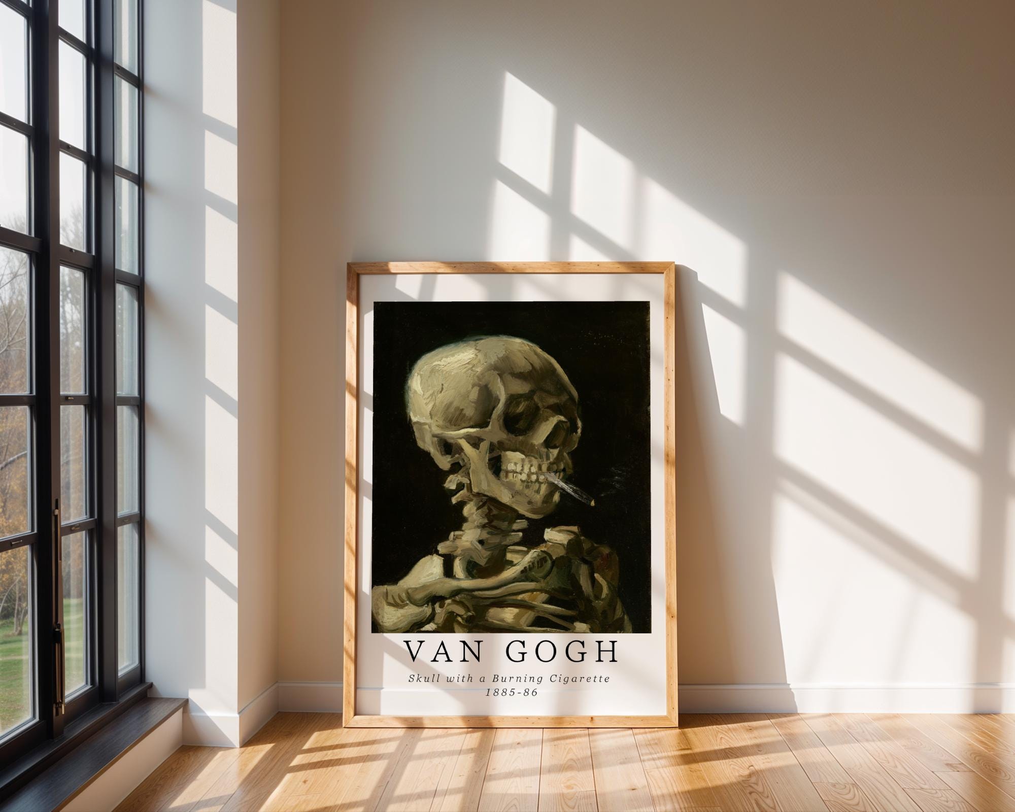 Van Gogh Print | Skull with Burning Cigarette - Gothic Vintage Poster wall art print, modern home decor, unframed artwork by Nomad & Nest