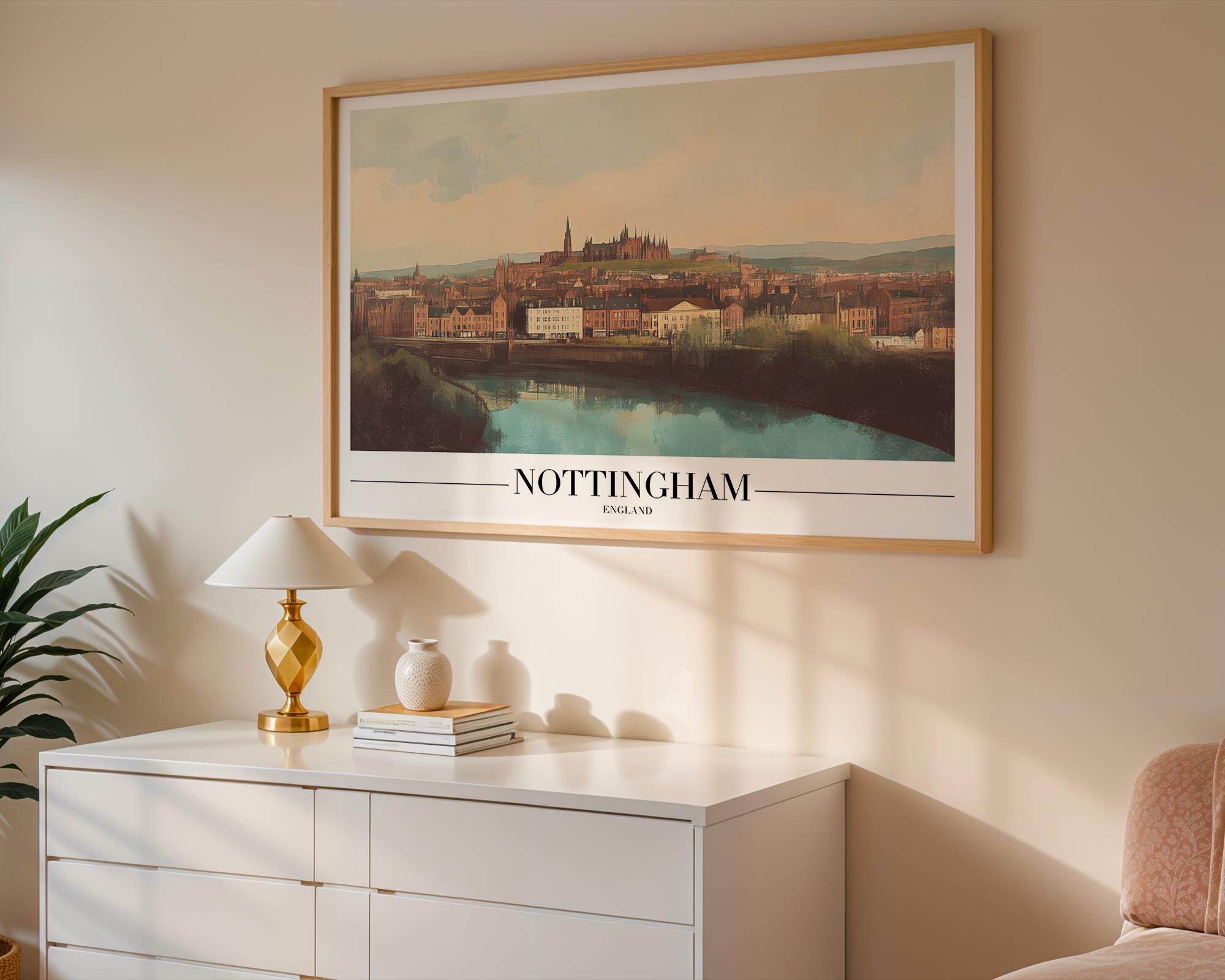 Nottingham England Skyline Art Print | UK Travel Poster wall art print, modern home decor, unframed artwork by Nomad & Nest
