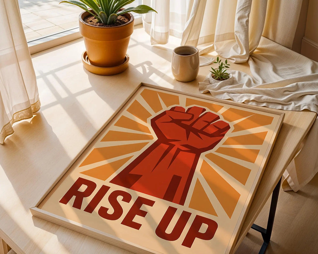 Rise Up Fist Print | Retro Empowerment Poster wall art print, modern home decor, unframed artwork by Nomad & Nest