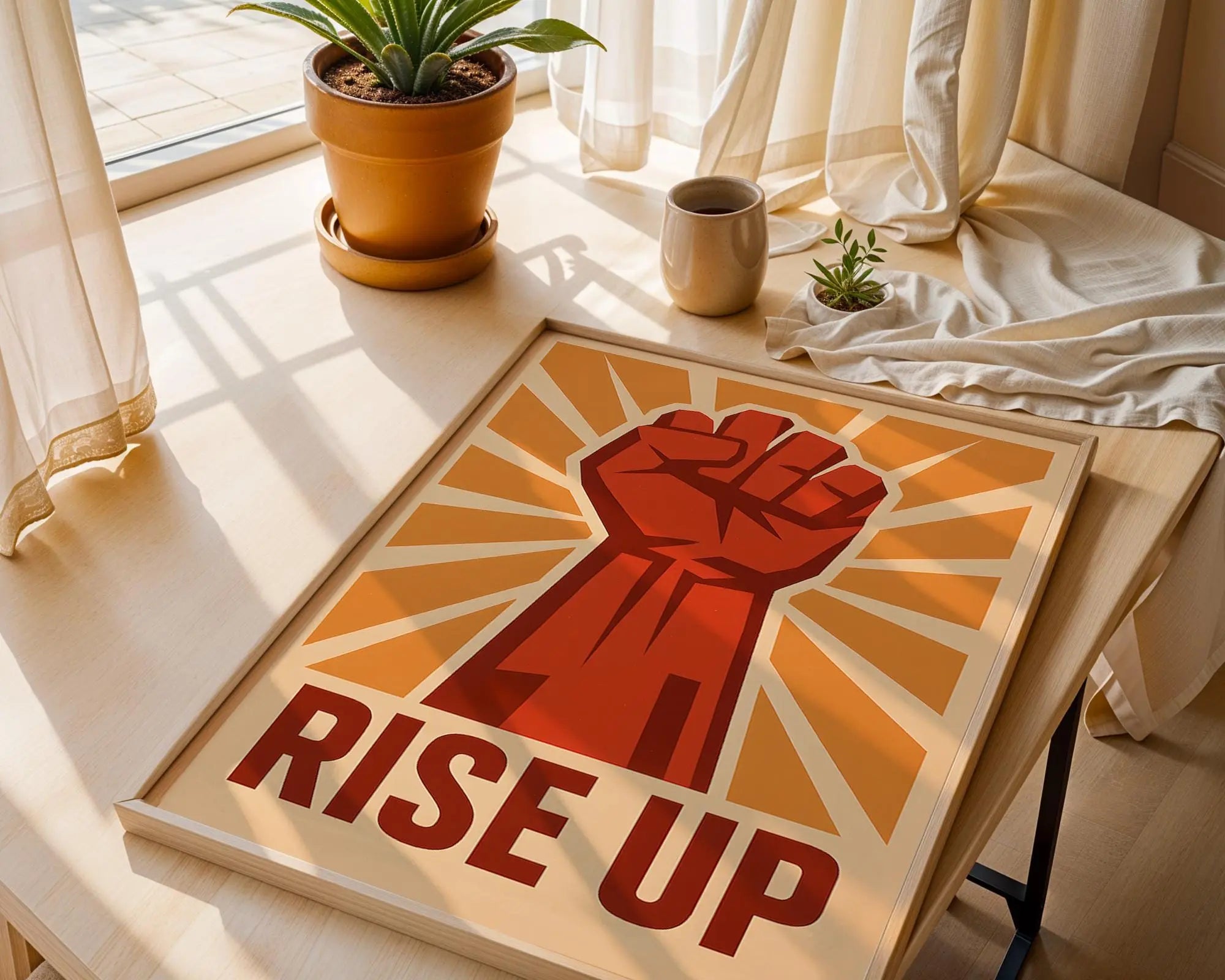Rise Up Fist Print | Retro Empowerment Poster wall art print, modern home decor, unframed artwork by Nomad & Nest