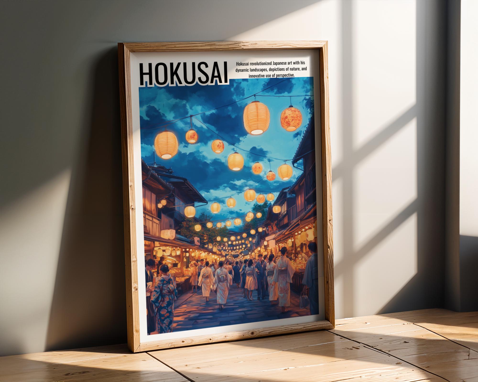 Japanese Poster | Night Market Print – Kyoto Lantern Street Scene wall art print, modern home decor, unframed artwork by Nomad & Nest