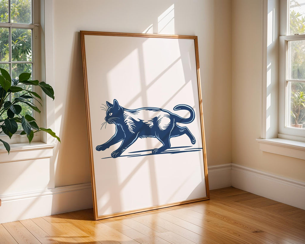 Dark Blue Siamese Cat Print, Modern Minimalist Wall Art wall art print, modern home decor, unframed artwork by Nomad & Nest