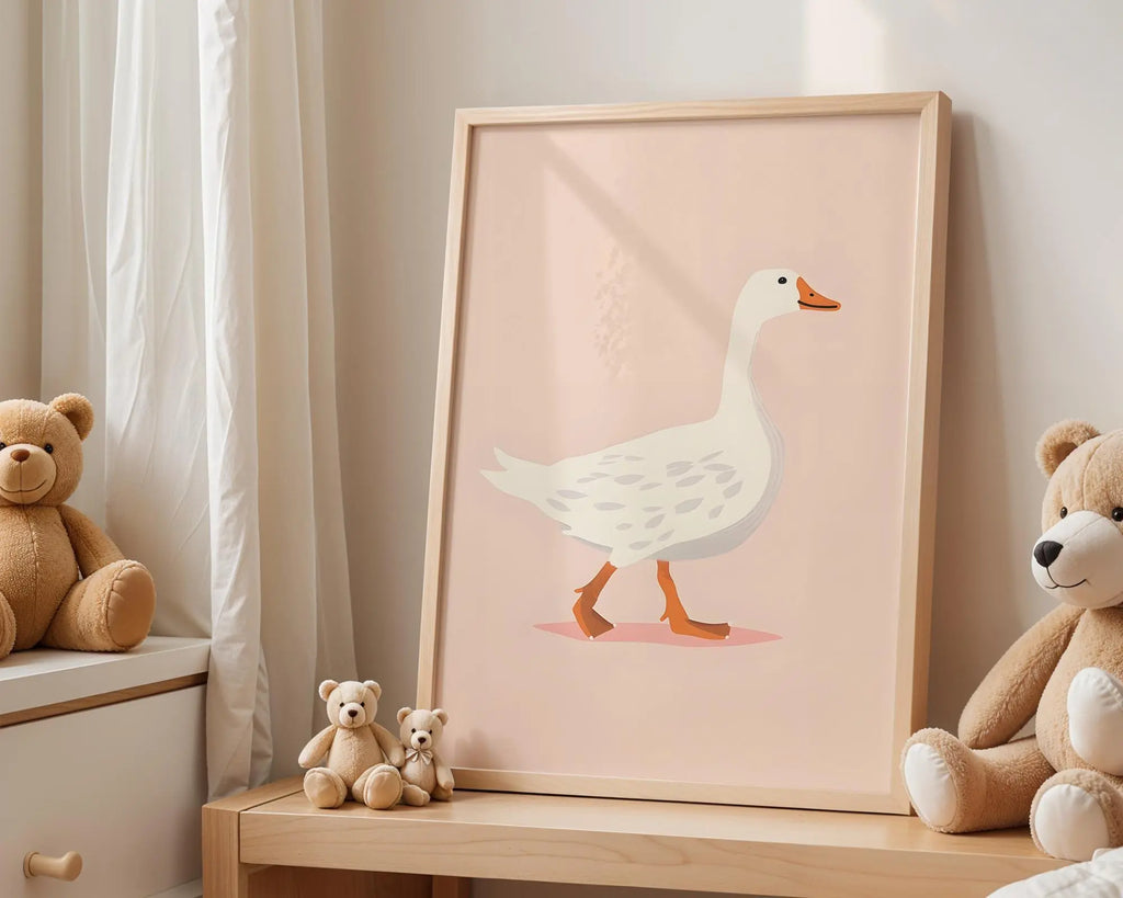 Playroom Ideas | Goose Nursery Wall Art | Minimal Farm Animal Baby Print wall art print, modern home decor, unframed artwork by Nomad & Nest