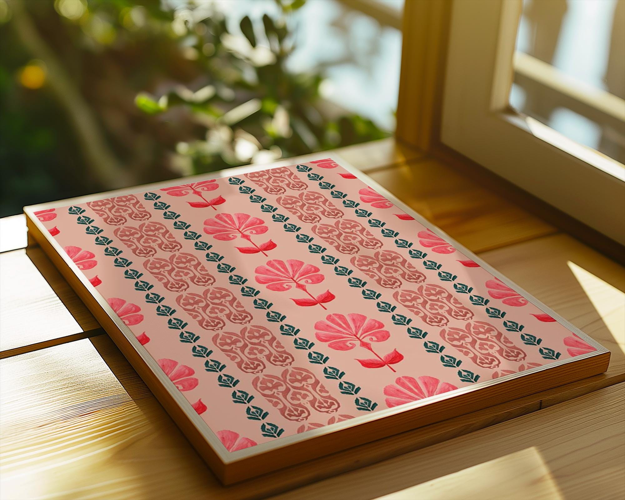 Pink Floral Art Print | Modern Folk Pattern, Scandinavian Design wall art print, modern home decor, unframed artwork by Nomad & Nest