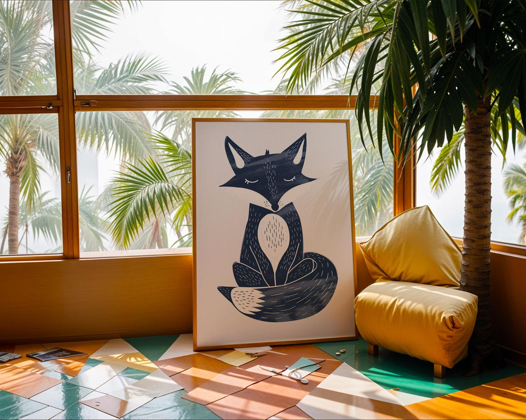 Minimalist Fox Print, Scandinavian Woodland Nursery Decor wall art print, modern home decor, unframed artwork by Nomad & Nest