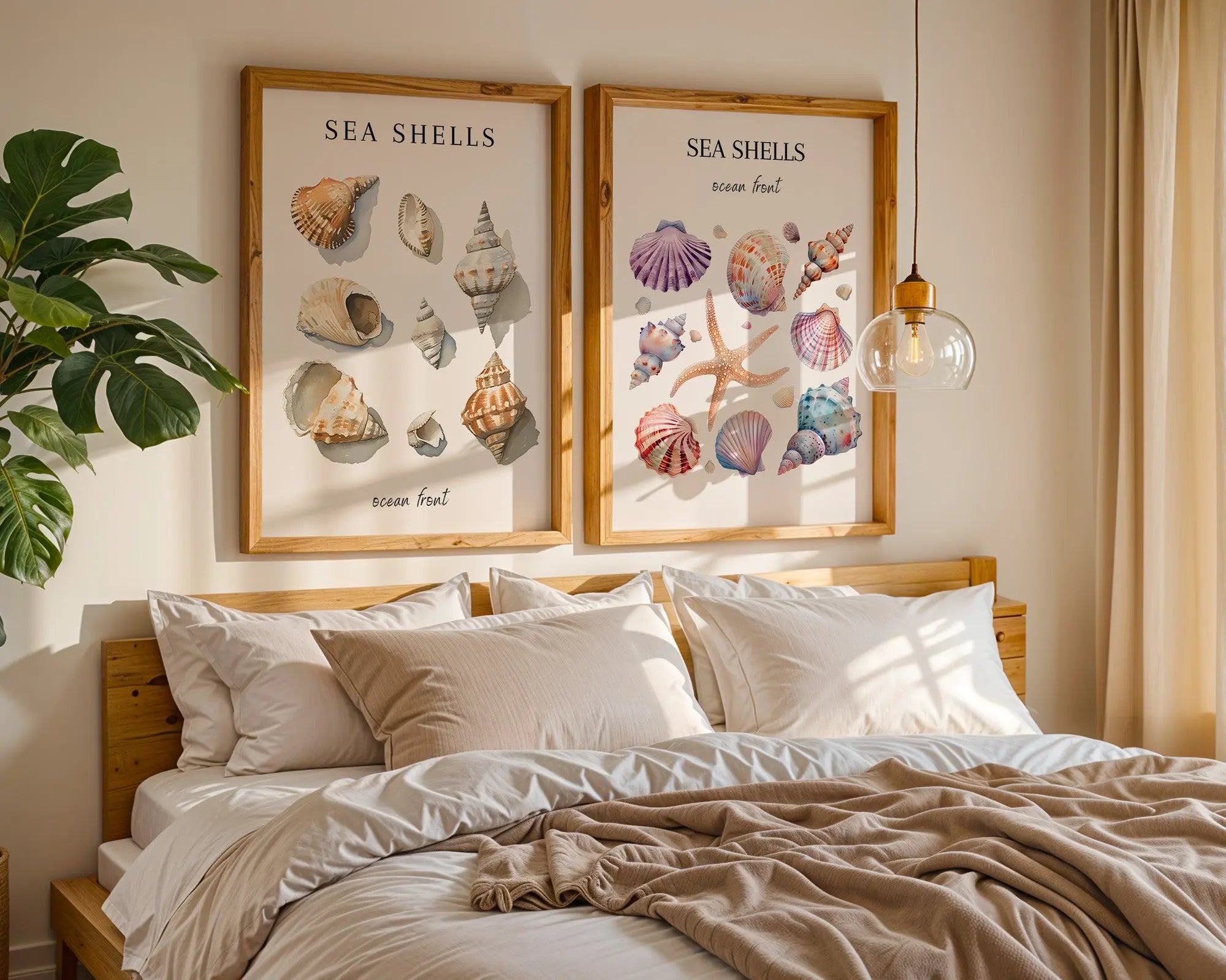 Colourful Prints | Seashell & Starfish Watercolour Prints | Beach Bathroom Art (Set of 2) wall art print, modern home decor, unframed artwork by Nomad & Nest