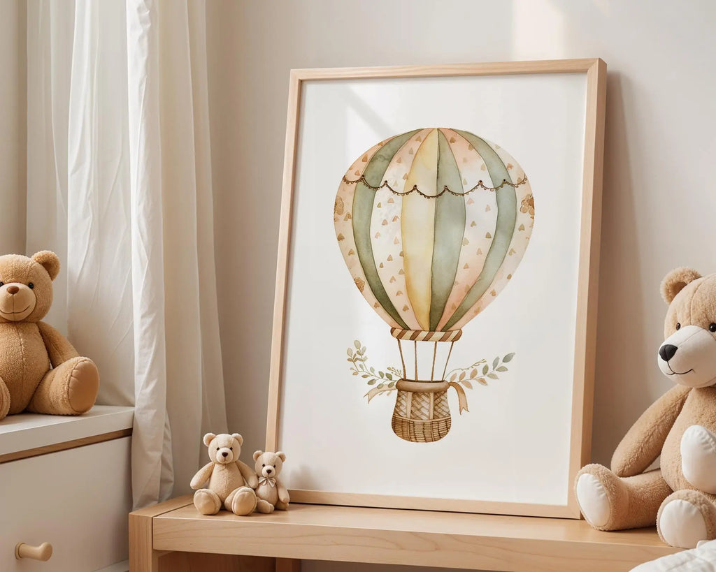 Playroom Ideas | Hot Air Balloon Nursery Wall Art | Adventure Baby Decor wall art print, modern home decor, unframed artwork by Nomad & Nest
