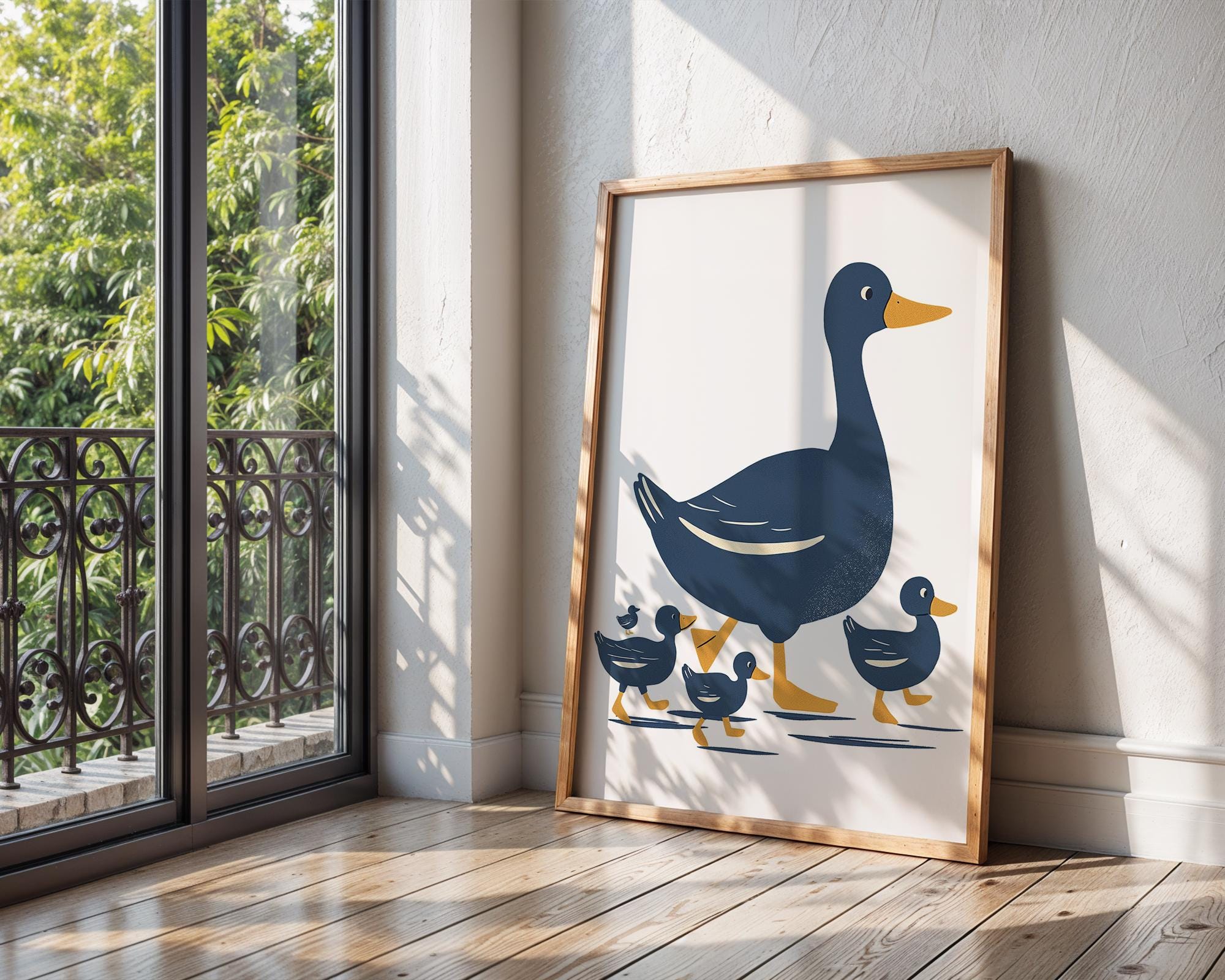 Mother Duck & Ducklings Art Print, Modern Nursery Decor wall art print, modern home decor, unframed artwork by Nomad & Nest