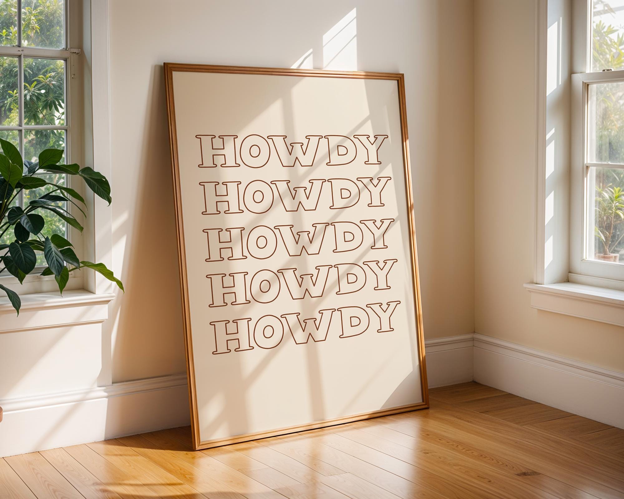 Howdy Print | Neutral Western Typography, Rustic Farmhouse Decor wall art print, modern home decor, unframed artwork by Nomad & Nest