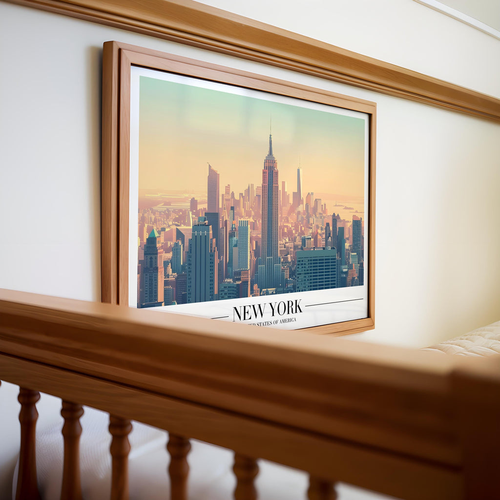 New York City Skyline Art Print | Retro Travel Poster wall art print, modern home decor, unframed artwork by Nomad & Nest