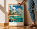 Bahamas Beach Print | Tropical Overwater Bungalow Poster wall art print, modern home decor, unframed artwork by Nomad & Nest
