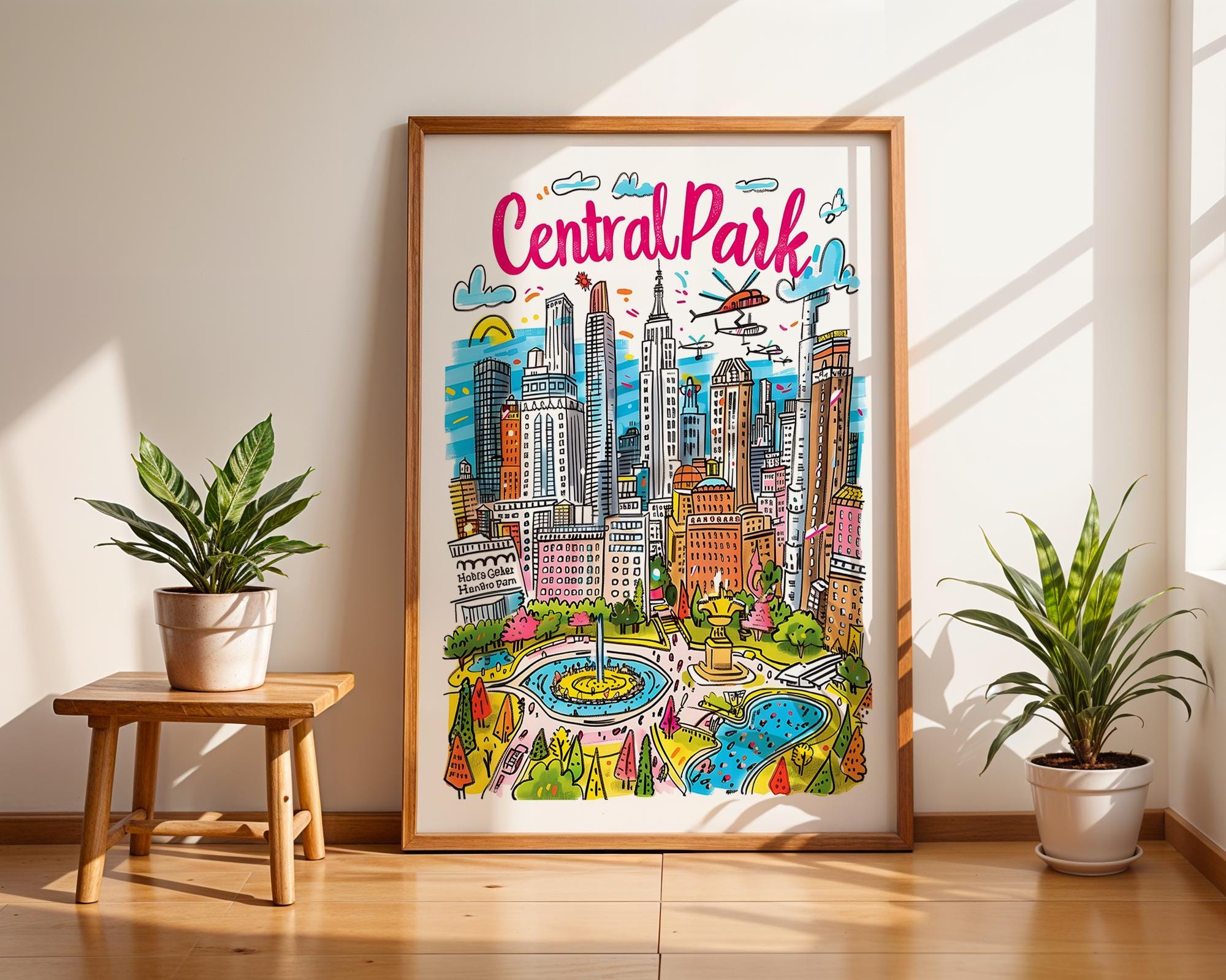 Central Park NYC Art Print | Colorful Manhattan Skyline Poster wall art print, modern home decor, unframed artwork by Nomad & Nest