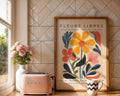 Abstract Floral Wall Art | Sunny Yellow, Orange, and Blue Botanical Print wall art print, modern home decor, unframed artwork by Nomad & Nest