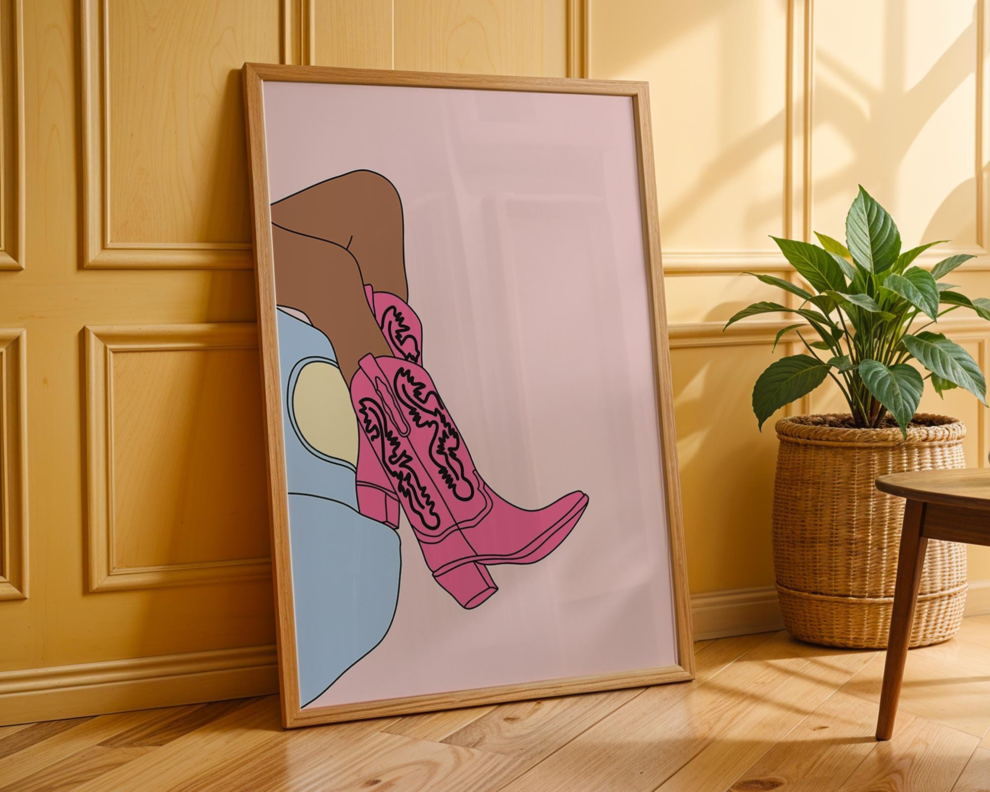Pink Cowboy Boots Art Print | Coastal Cowgirl Wall Decor wall art print, modern home decor, unframed artwork by Nomad & Nest