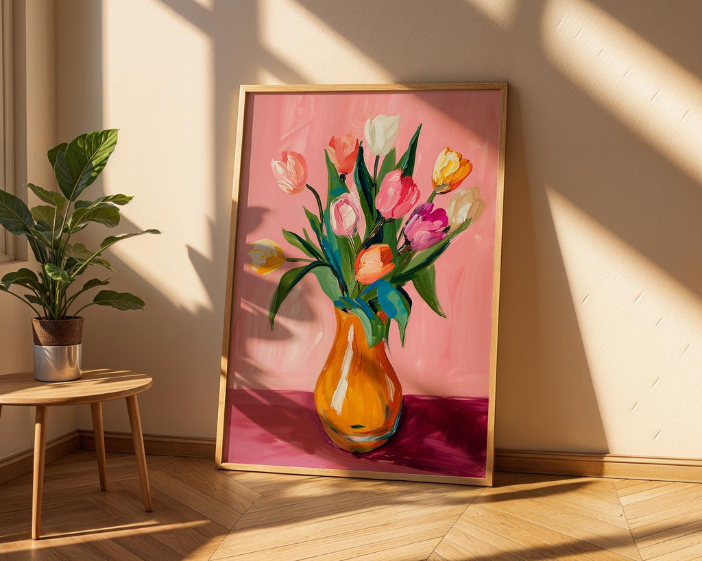Colourful Prints | Tulips Floral Wall Art |  Botanical Print wall art print, modern home decor, unframed artwork by Nomad & Nest