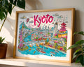 Kyoto Japan Cityscape Art Print | Colorful Travel Poster wall art print, modern home decor, unframed artwork by Nomad & Nest