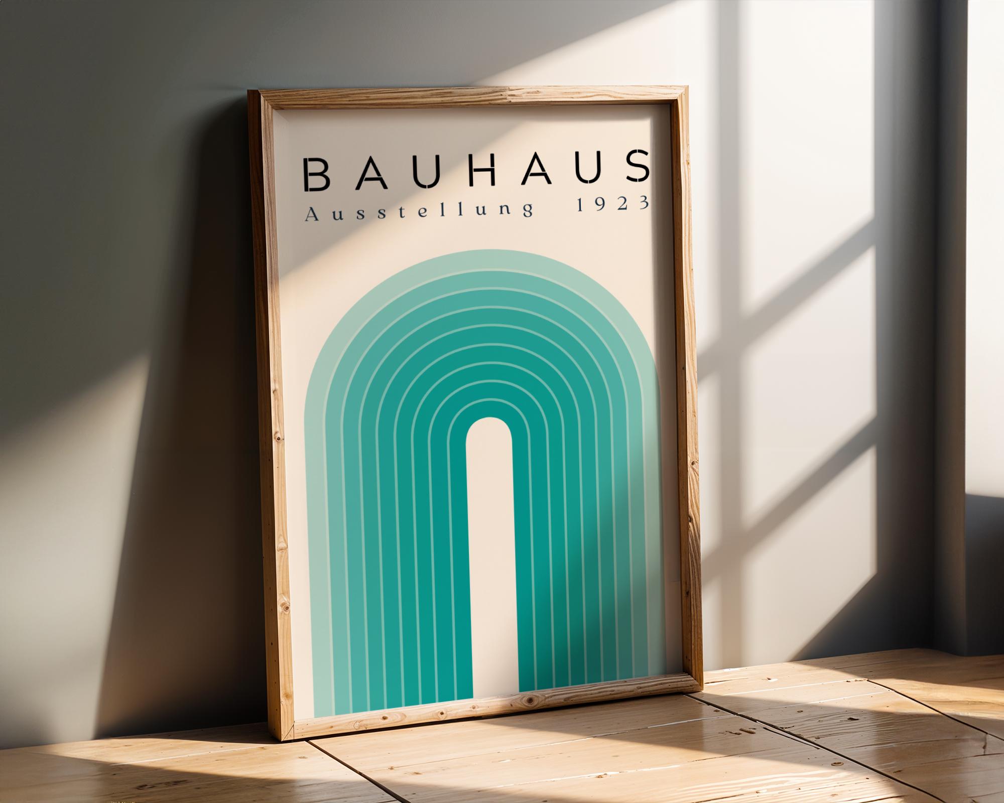 Bauhaus Poster Exhibition Art Print | Teal Geometric Arch, Minimalist Decor wall art print, modern home decor, unframed artwork by Nomad & Nest