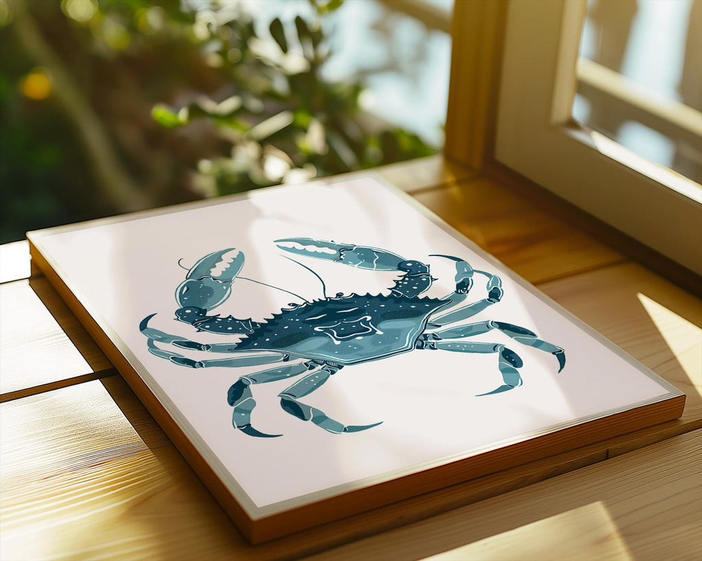 Blue Crab Art Print, Nautical Ocean Coastal Illustration wall art print, modern home decor, unframed artwork by Nomad & Nest
