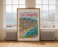 Los Angeles Cityscape Poster | Colorful, Hand-Drawn LA Travel Print wall art print, modern home decor, unframed artwork by Nomad & Nest