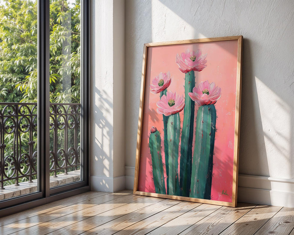 Pink Cactus Flower Print | Botanical Desert Wall Art wall art print, modern home decor, unframed artwork by Nomad & Nest