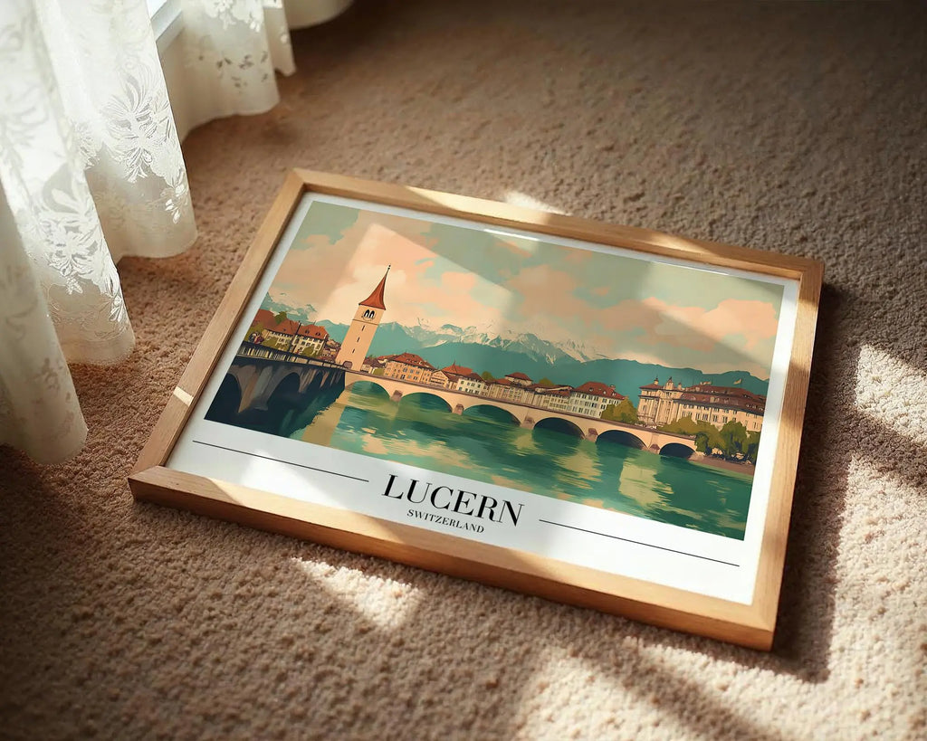 Lucerne Switzerland Travel Poster | Vintage Lake & Mountain Art Print wall art print, modern home decor, unframed artwork by Nomad & Nest