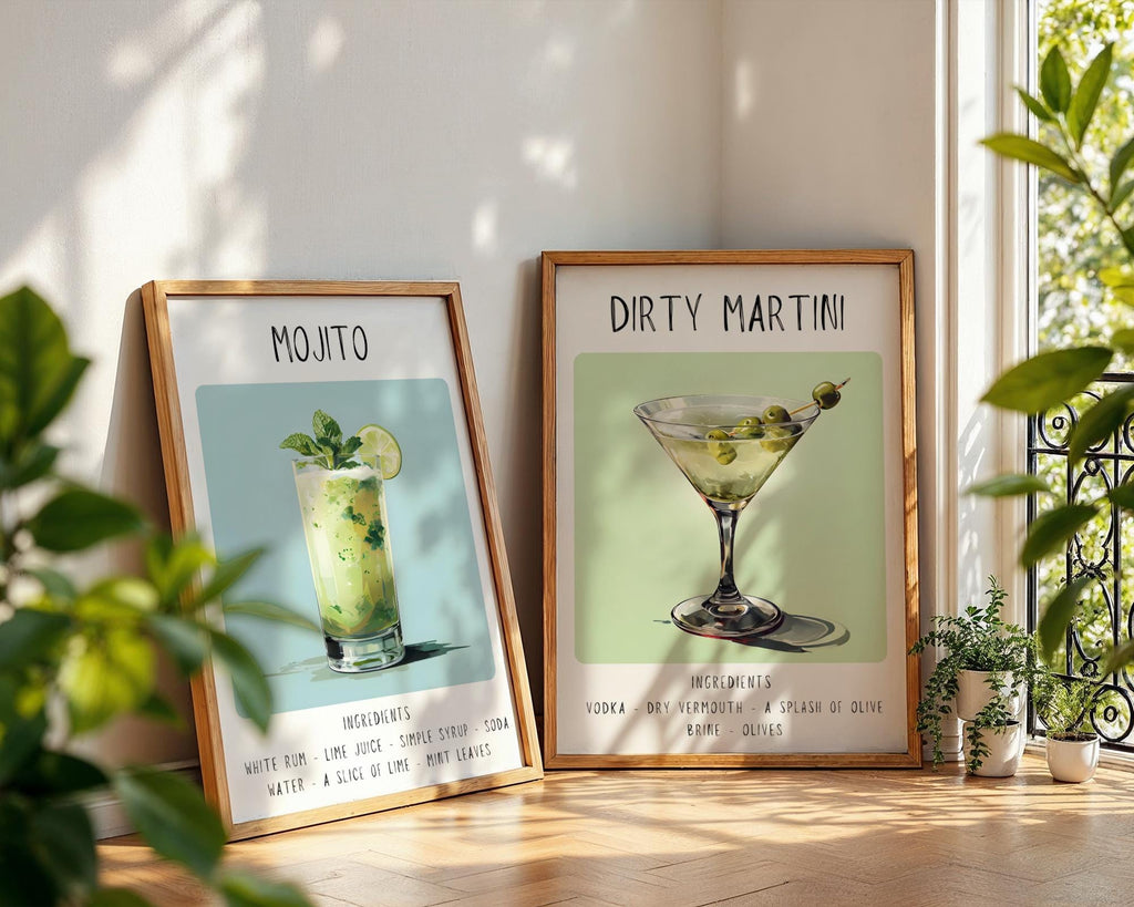 Mojito Cocktail Art Print | Minimalist Bar Cart Decor wall art print, modern home decor, unframed artwork by Nomad & Nest