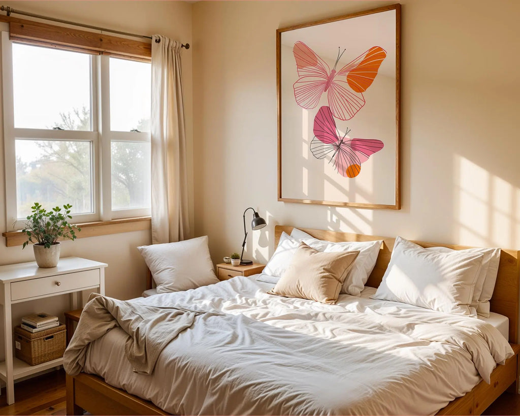 Abstract Butterfly Duo Print | Modern Pink, Orange Wall Art wall art print, modern home decor, unframed artwork by Nomad & Nest