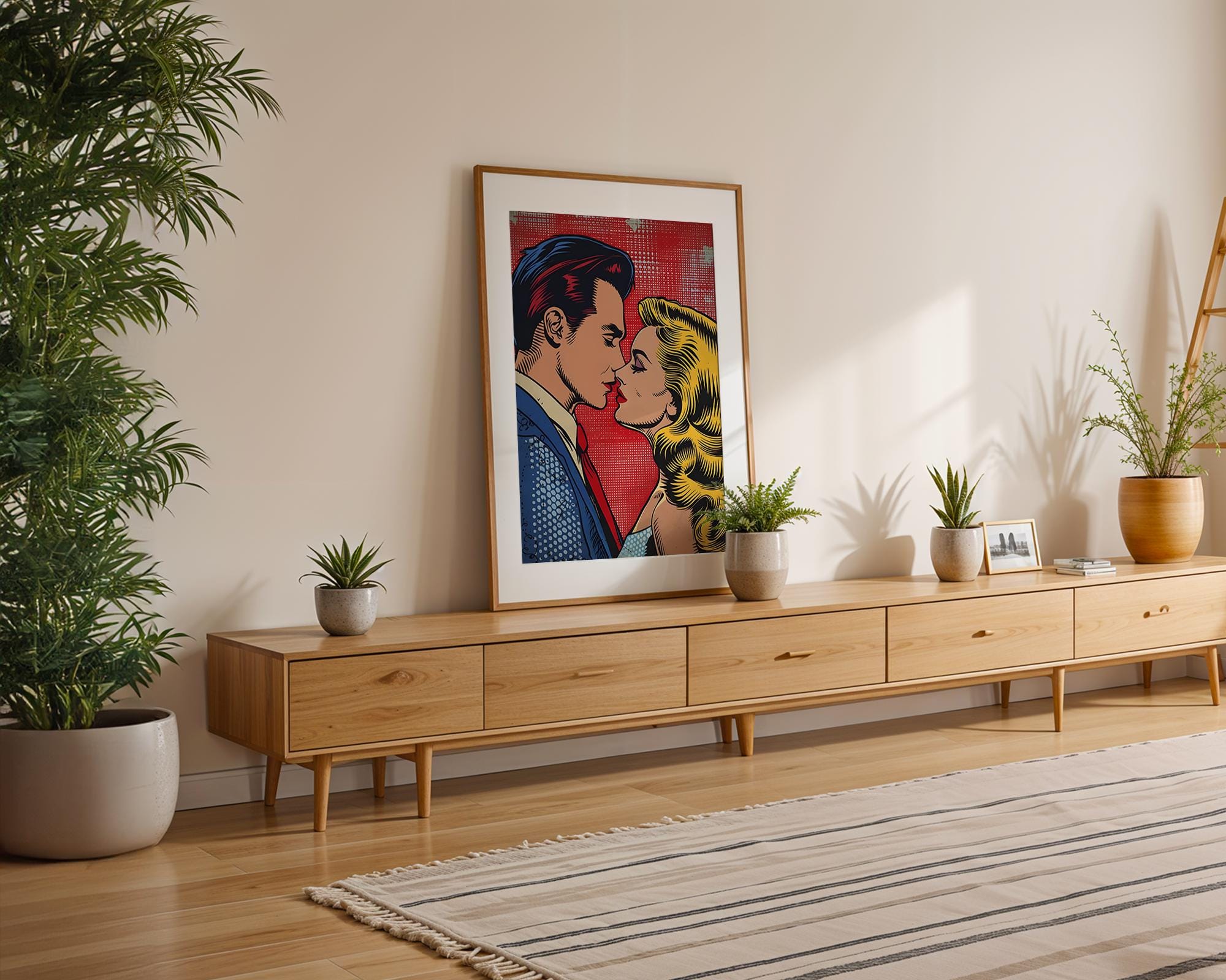 Modern Pop Art | Kissing Couple Print | Vintage Comic Book Romance Decor wall art print, modern home decor, unframed artwork by Nomad & Nest