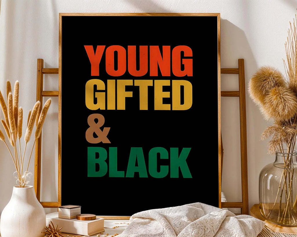 Positive Emotion | Young Gifted And Black Wall Art | Bold Cultural Typography | Empowerment Poster wall art print, modern home decor, unframed artwork by Nomad & Nest