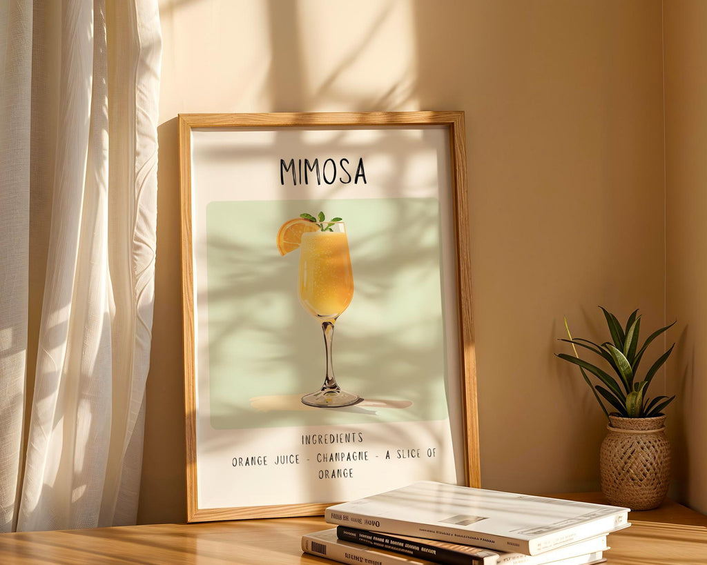 Mimosa Cocktail Art Print | Trendy Bar Cart Poster wall art print, modern home decor, unframed artwork by Nomad & Nest