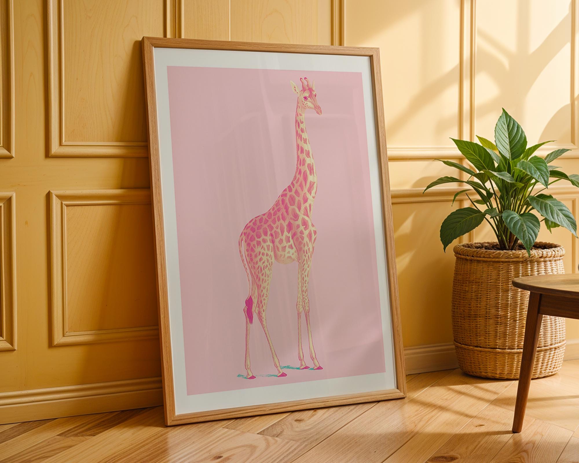 Pink Giraffe Print | Modern Animal Wall Art wall art print, modern home decor, unframed artwork by Nomad & Nest