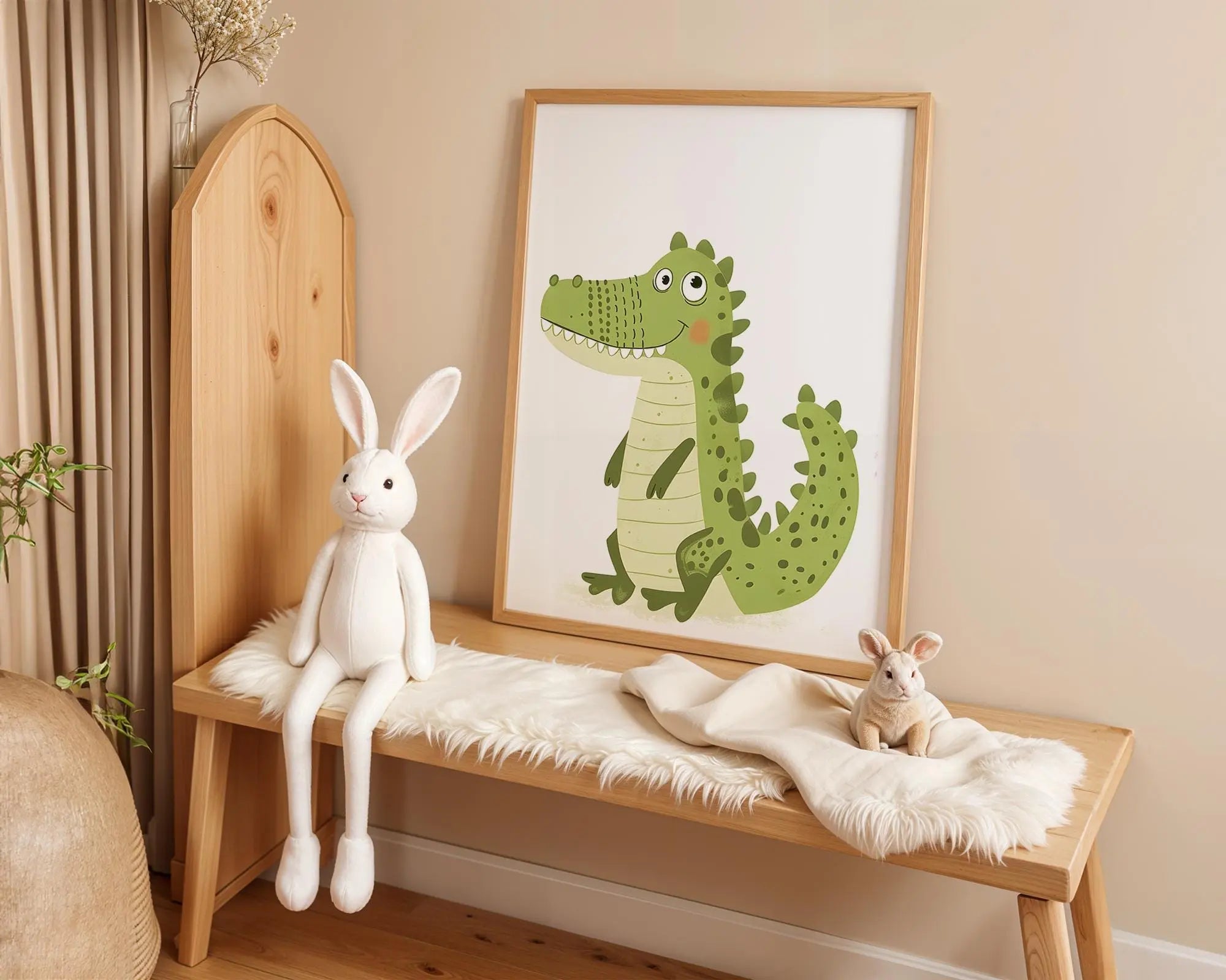 Playroom Ideas | Smiling Crocodile Nursery Wall Art | Jungle Animal Decor wall art print, modern home decor, unframed artwork by Nomad & Nest