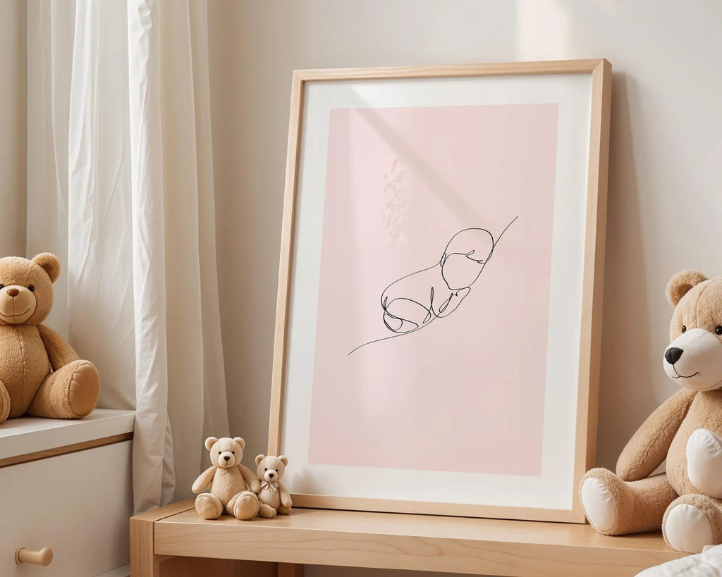 Playroom Ideas | Parent Pink Baby Line Art Print | Minimal Boho Nursery Wall Art wall art print, modern home decor, unframed artwork by Nomad & Nest