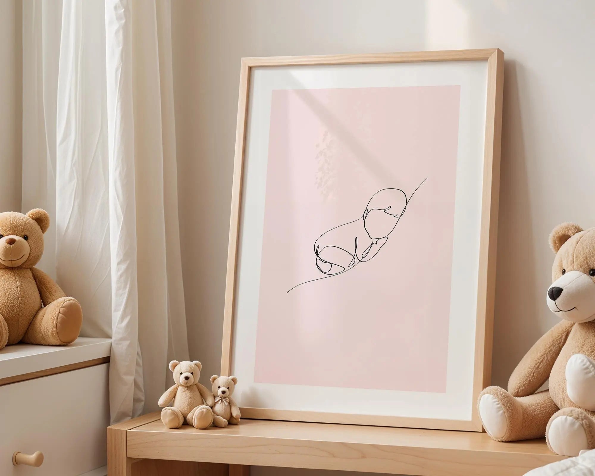 Playroom Ideas | Parent Pink Baby Line Art Print | Minimal Boho Nursery Wall Art wall art print, modern home decor, unframed artwork by Nomad & Nest