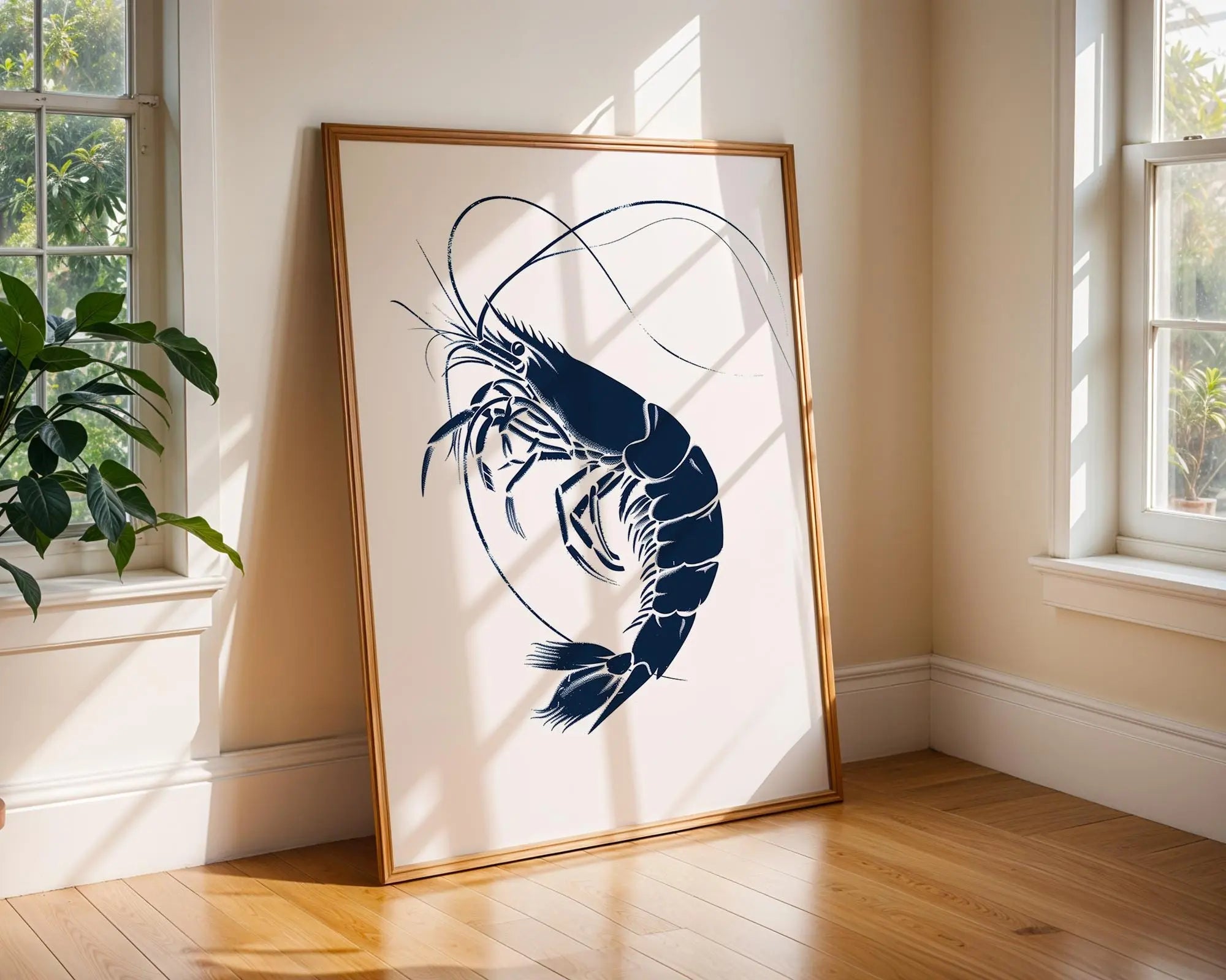 Detailed Shrimp Art Print | Modern Seafood Kitchen Decor wall art print, modern home decor, unframed artwork by Nomad & Nest