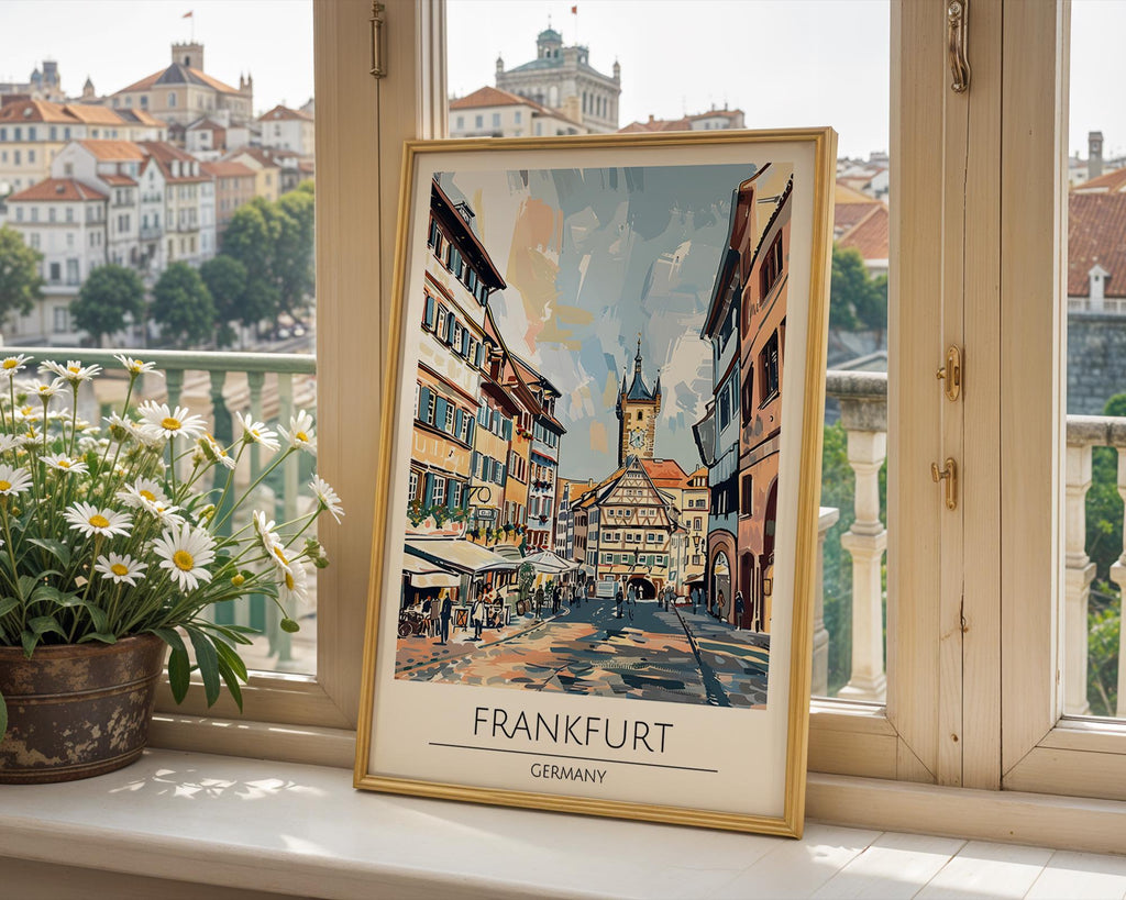 Frankfurt Germany Travel Poster | Old Town Street Print wall art print, modern home decor, unframed artwork by Nomad & Nest