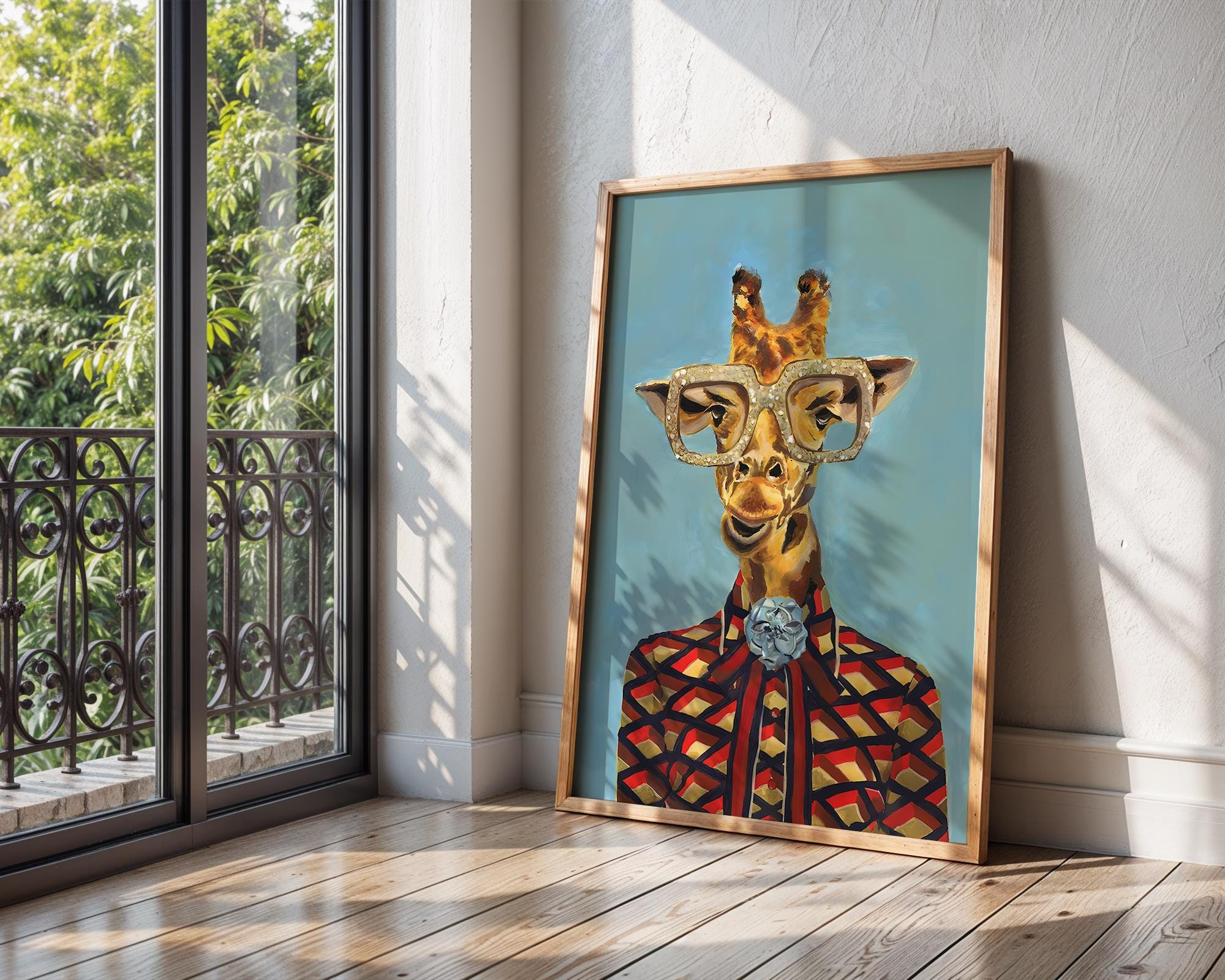 Glam Giraffe Art Print | Safari Animal Poster wall art print, modern home decor, unframed artwork by Nomad & Nest