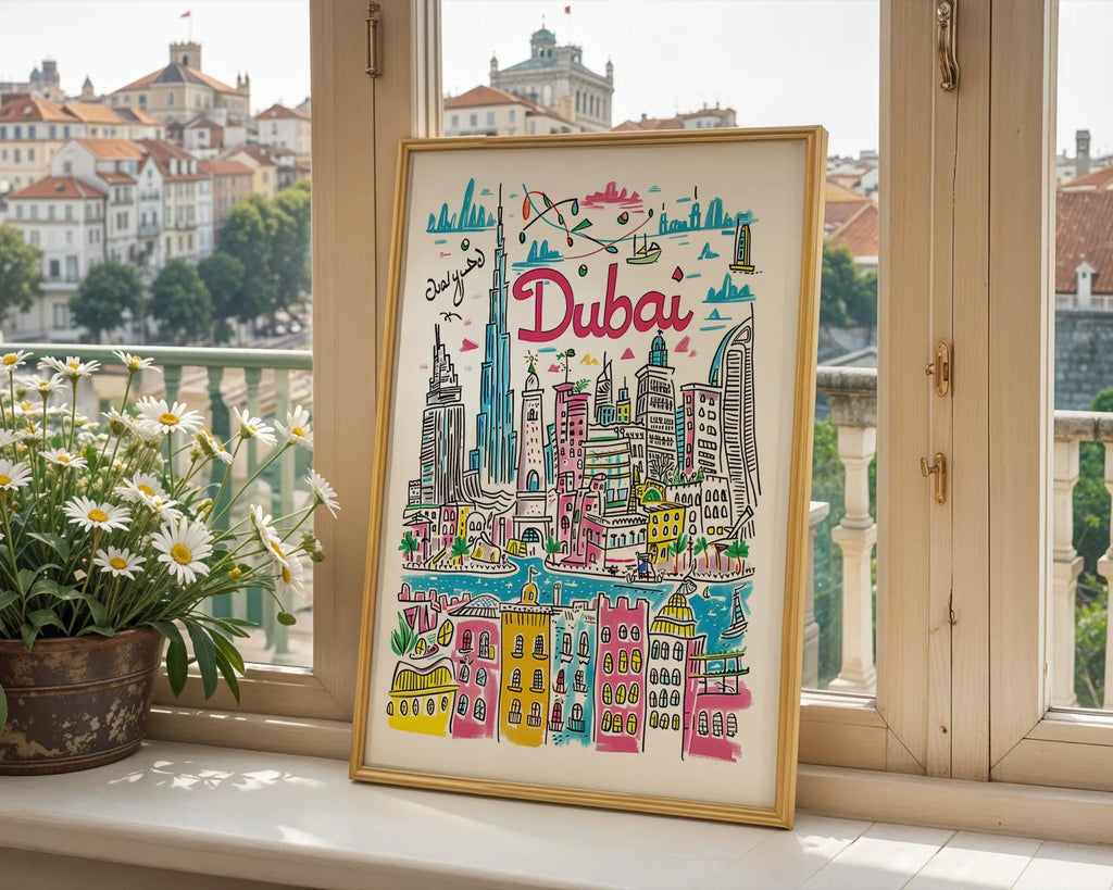 Dubai Skyline Print | Burj Khalifa, Middle East Art wall art print, modern home decor, unframed artwork by Nomad & Nest