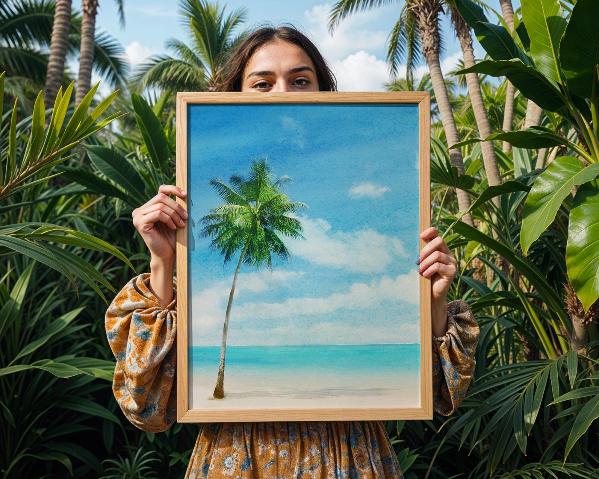 Colourful Prints | Tropical Palm Tree Beach Print • Coastal Summer Wall Art wall art print, modern home decor, unframed artwork by Nomad & Nest