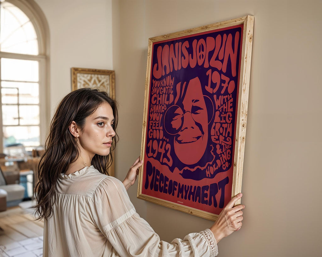 Modern Pop Art | Janis Joplin Psychedelic  Poster | 1970s Retro Music Print wall art print, modern home decor, unframed artwork by Nomad & Nest