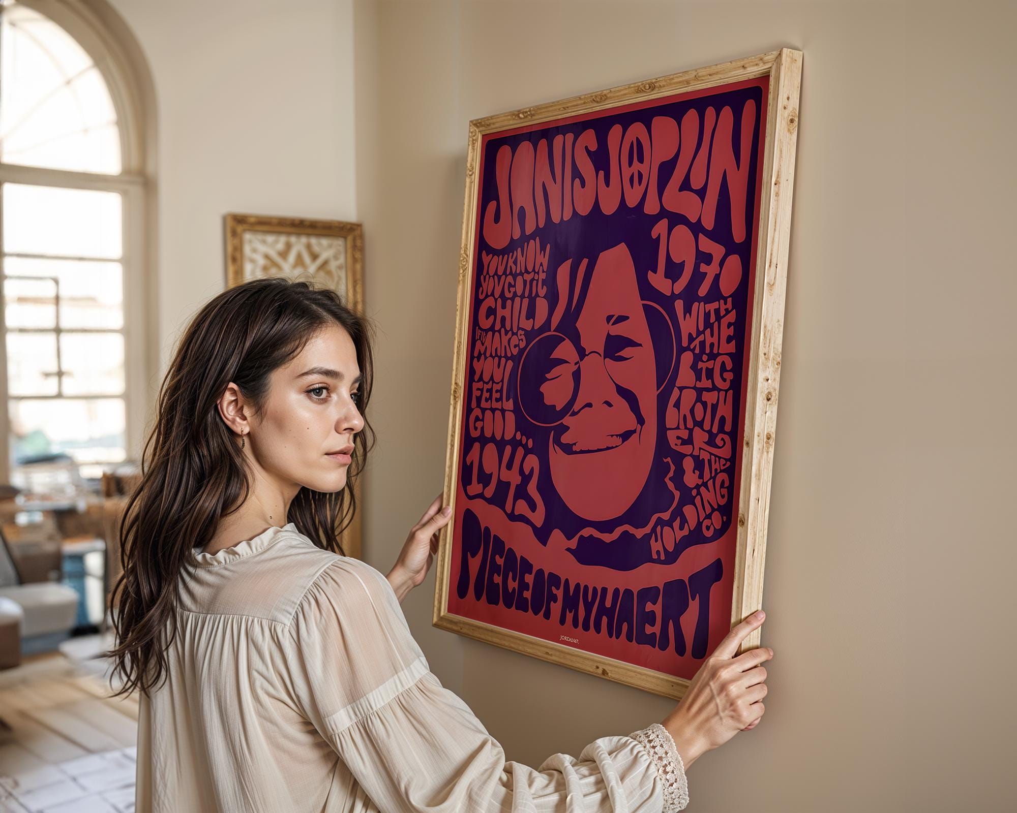 Modern Pop Art | Janis Joplin Psychedelic  Poster | 1970s Retro Music Print wall art print, modern home decor, unframed artwork by Nomad & Nest