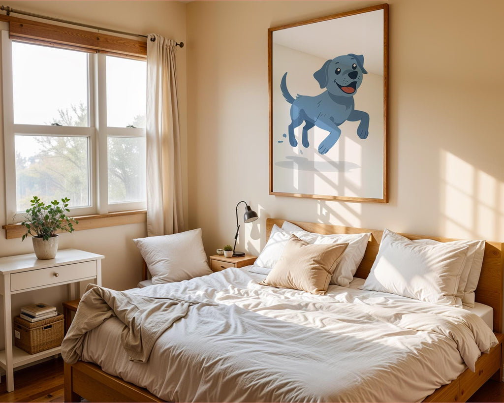 Blue Labrador Puppy Print, Nursery Kids Room Decor, Dog Lover Gift wall art print, modern home decor, unframed artwork by Nomad & Nest