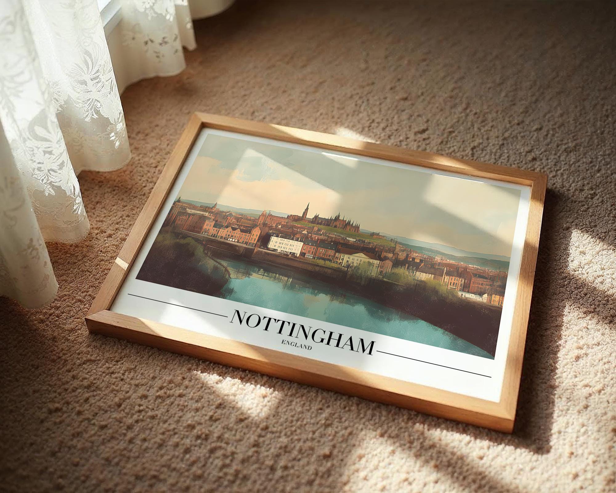 Nottingham England Skyline Art Print | UK Travel Poster wall art print, modern home decor, unframed artwork by Nomad & Nest
