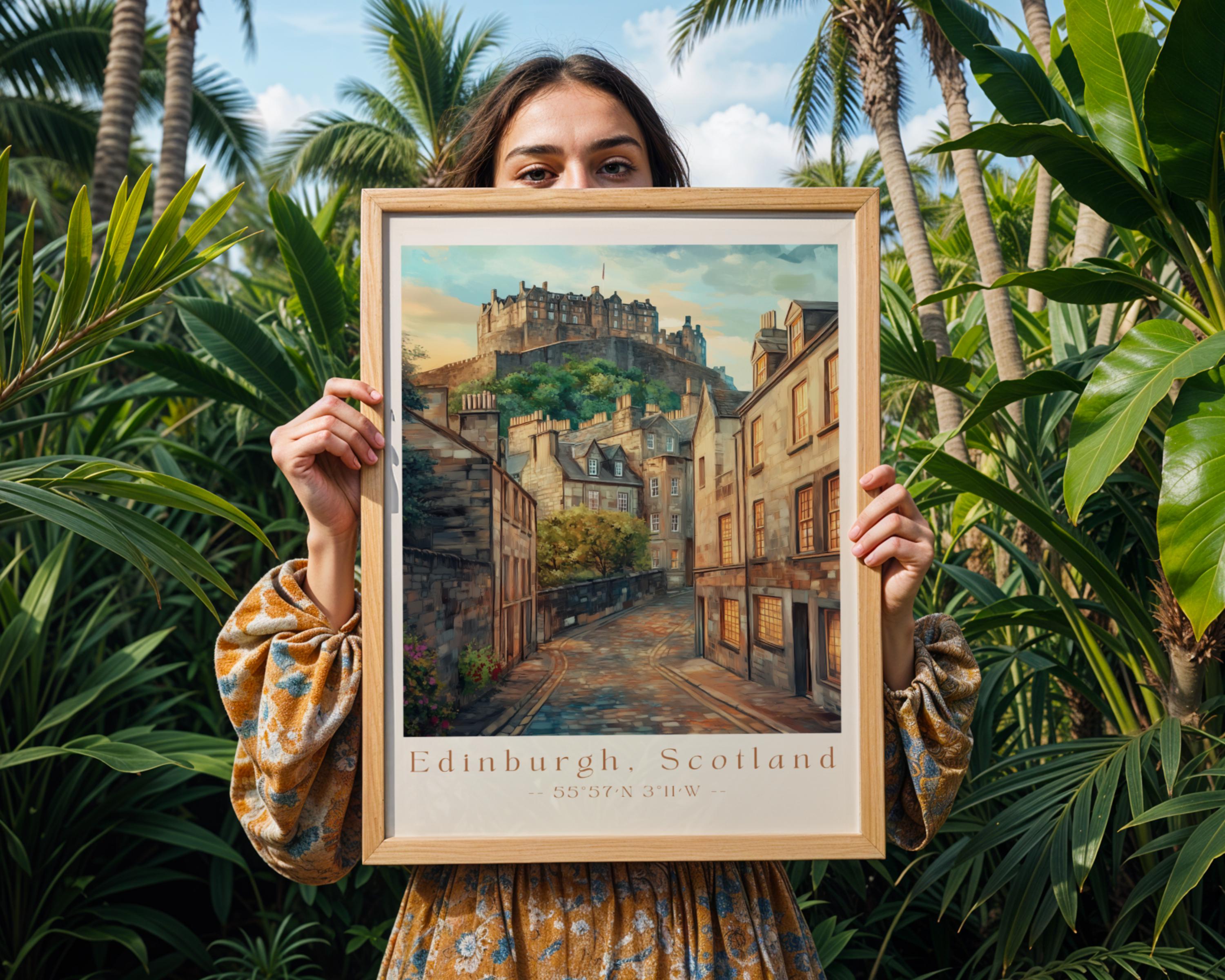 Edinburgh Castle Art Print – Scottish Travel Poster wall art print, modern home decor, unframed artwork by Nomad & Nest