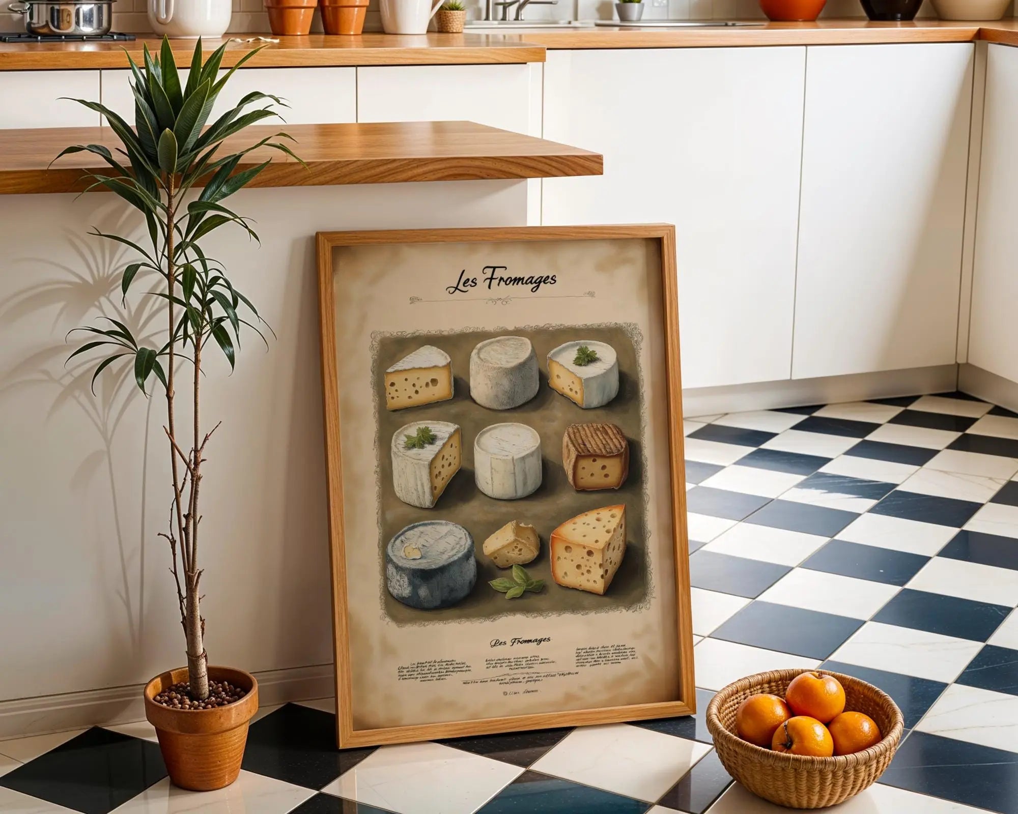 French Cheese Art Print | Vintage Kitchen Bistro Decor wall art print, modern home decor, unframed artwork by Nomad & Nest