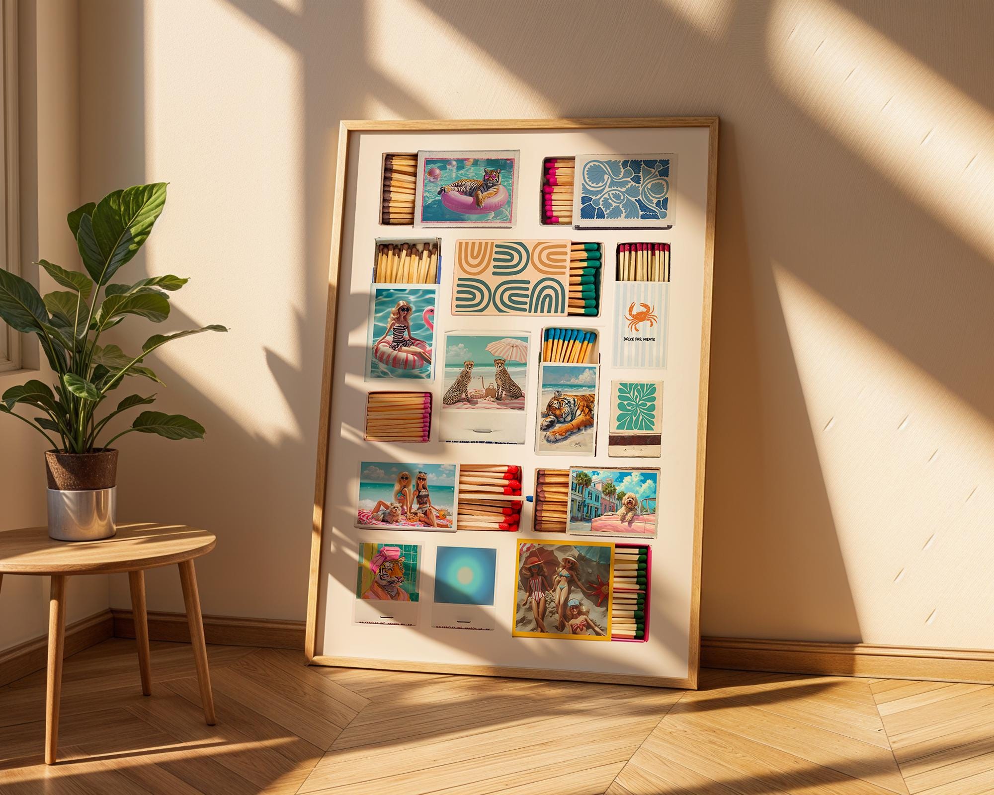 Colourful Prints | Vintage Matchbox Art Print | Retro Summer Travel Poster wall art print, modern home decor, unframed artwork by Nomad & Nest