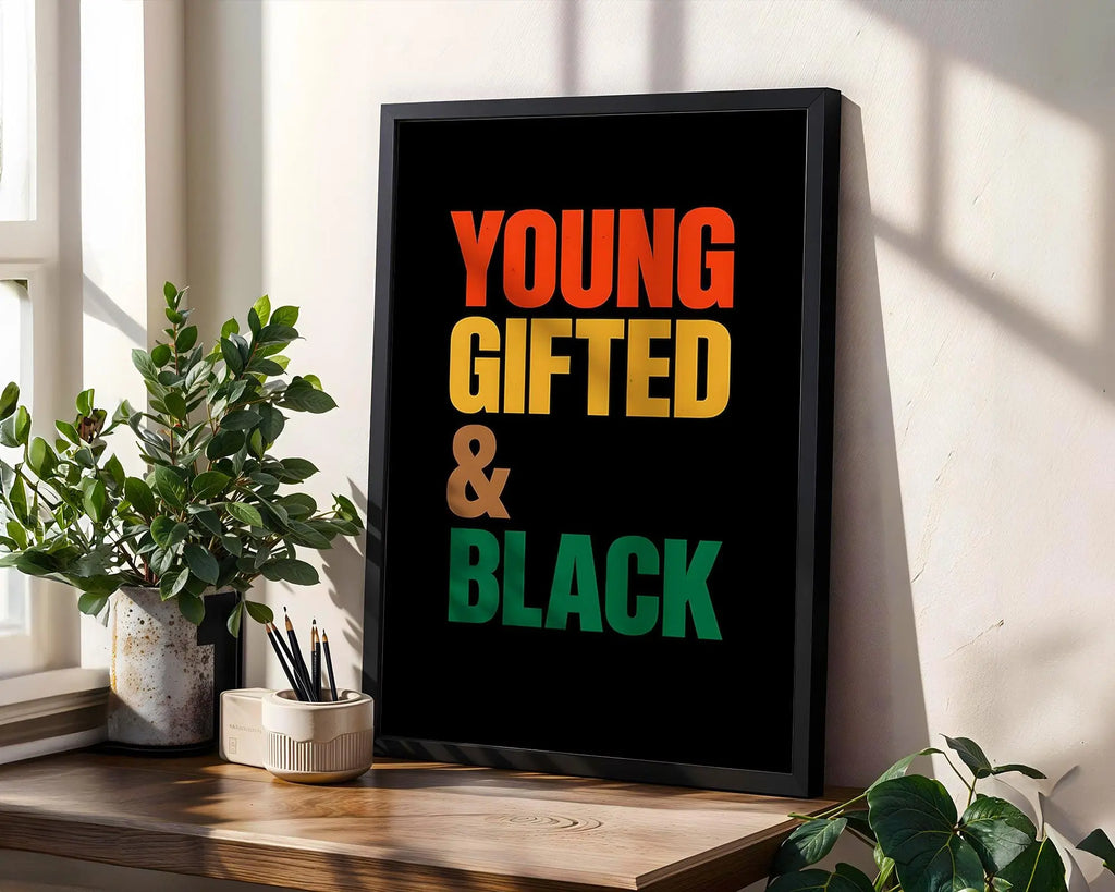 Positive Emotion | Young Gifted And Black Wall Art | Bold Cultural Typography | Empowerment Poster wall art print, modern home decor, unframed artwork by Nomad & Nest