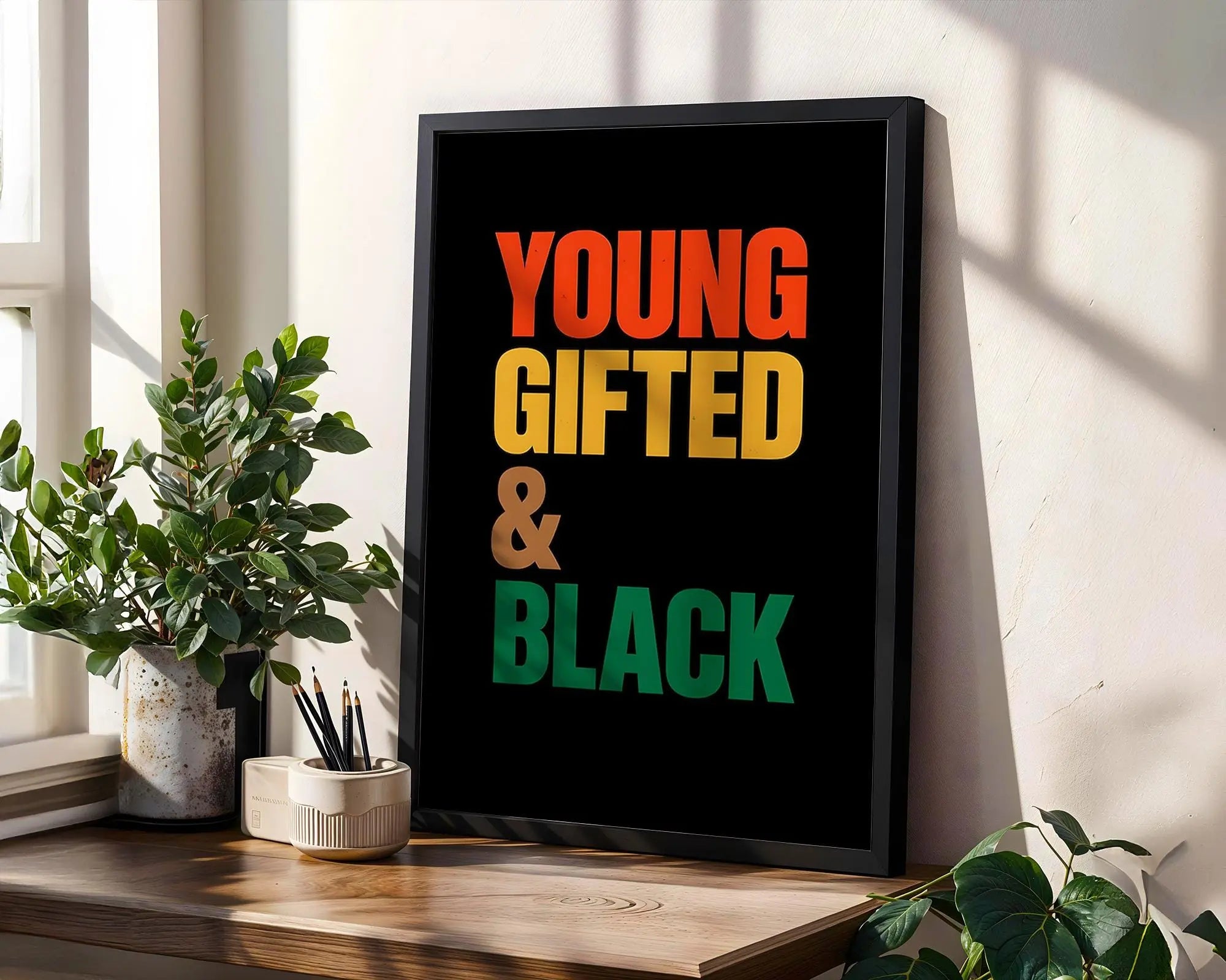 Positive Emotion | Young Gifted And Black Wall Art | Bold Cultural Typography | Empowerment Poster wall art print, modern home decor, unframed artwork by Nomad & Nest
